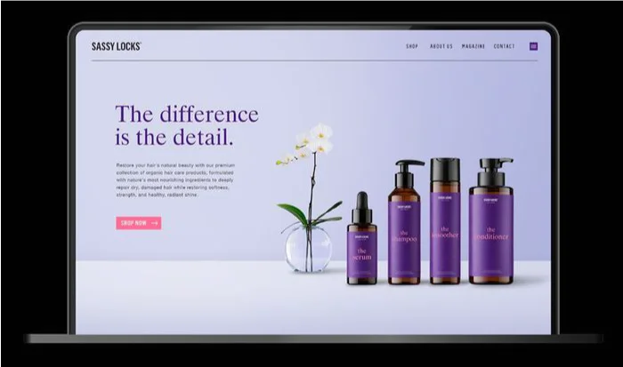 Sassy Locks website on a laptop